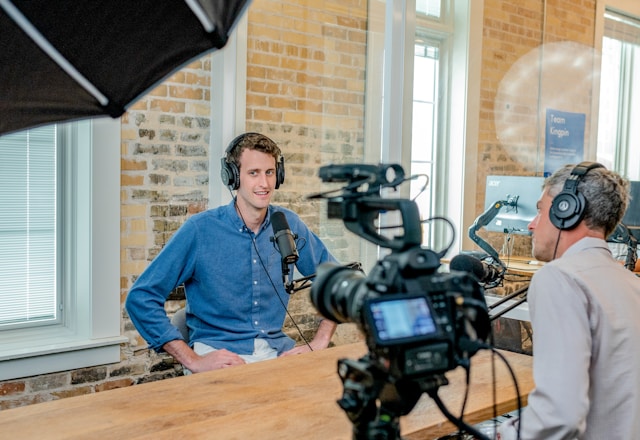 man films on camera